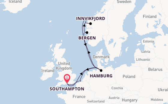 Norway from Southampton, England with the Queen Mary 2