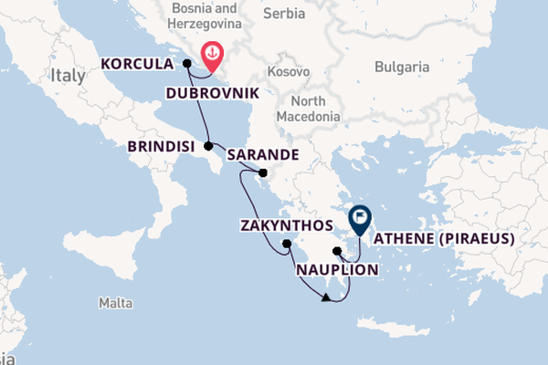 Oostelijke Middellandse Zee vanaf Dubrovnik, Kroatië met de Seabourn Quest