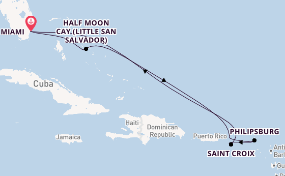 Caribbean from Miami, Florida, USA with the Carnival Magic