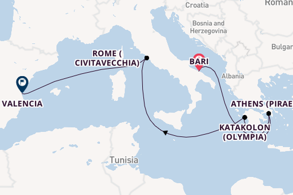 Mediterranean Sea from Bari, Italy with the MSC Sinfonia