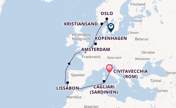 Westliches Mittelmeer ab Civitavecchia (Rom), Italien auf der Caribbean Princess