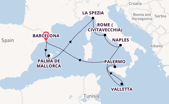 Western Mediterranean from Barcelona, Spain with the Celebrity Equinox