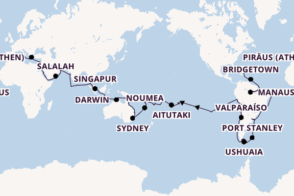 Weltreise ab Miami auf der Seven Seas Mariner