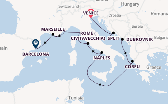 Mediterranean Sea from Venice, Italy with the Viking Mars