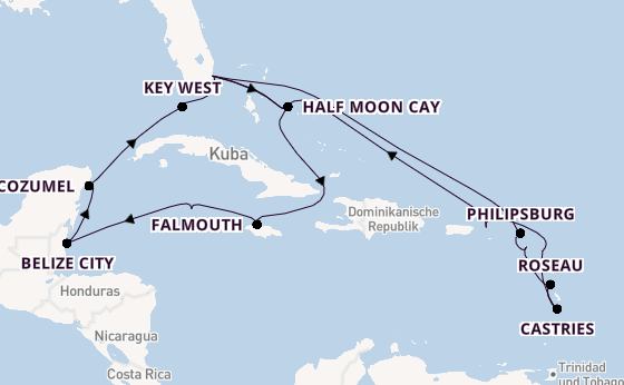 Karibik ab Fort Lauderdale (Port Everglades), USA auf der Rotterdam