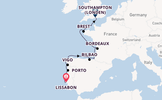 Verenigd Koninkrijk vanaf Lissabon, Portugal met de Sirena