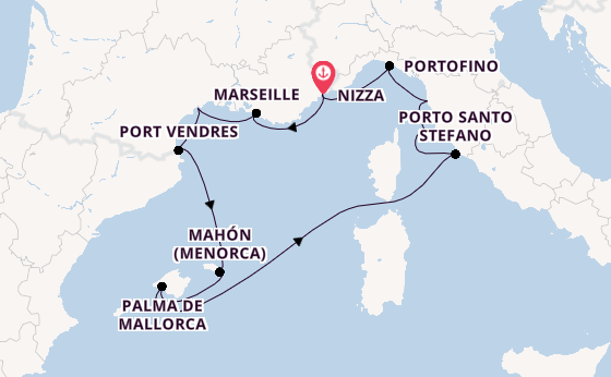 Westliches Mittelmeer ab Nizza, Frankreich auf der Silver Shadow