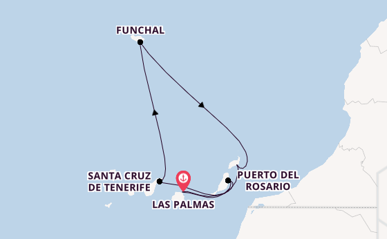 Canarische Eilanden vanaf Las Palmas, Gran Canaria, Spanje met de Costa Smeralda