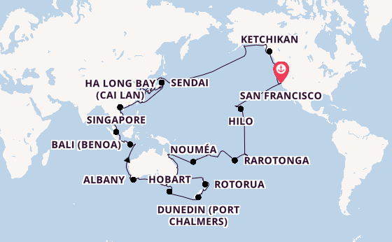 Transpacific from San Francisco, USA with the Seven Seas Splendor
