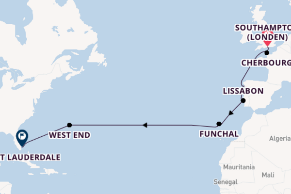 trans-Atlantisch vanaf Southampton (Londen), Engeland met de Sky Princess