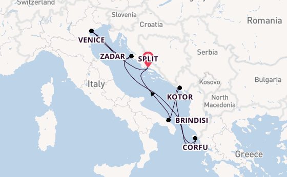 Mediterranean from Split, Croatia with the MSC Armonia 