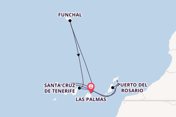 Canarische Eilanden vanaf Las Palmas, Gran Canaria, Spanje met de MSC Musica