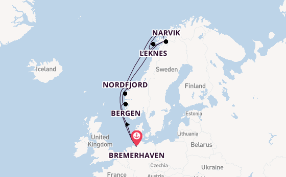 Noorwegen vanaf Bremerhaven, Duitsland met de Mein Schiff 3