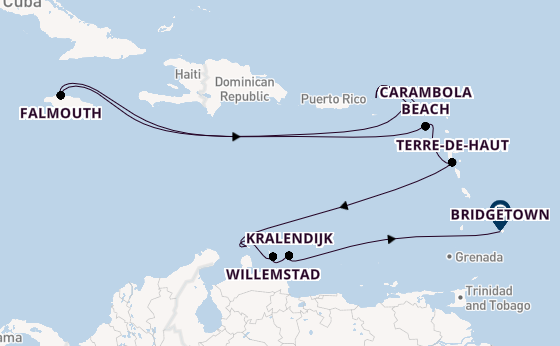 Caribbean vanaf Philipsburg, St. Maarten, Nederlandse Antillen met de Seabourn Ovation