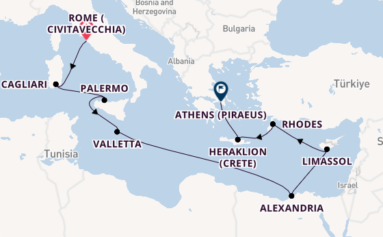 Mediterranean Sea from Rome (Civitavecchia), Italy with the Caribbean Princess