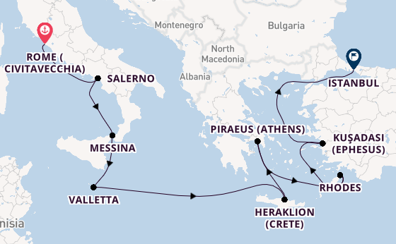 Mediterranean from Rome (Civitavecchia), Italy with the Allura