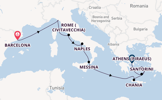 Mediterranean Sea from Barcelona, Spain with the Celebrity Eclipse