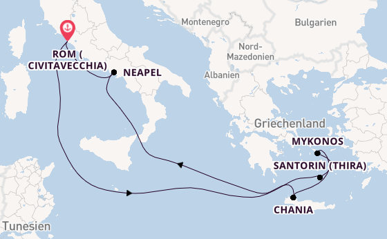 Mittelmeer ab Civitavecchia (Rom), Italien auf der Disney Dream