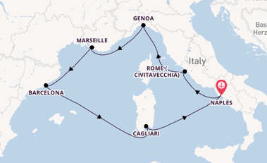 Western Mediterranean from Naples, Italy with the Costa Smeralda