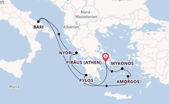 Östliches Mittelmeer ab Piräus (Athen), Griechenland auf der EXPLORA II