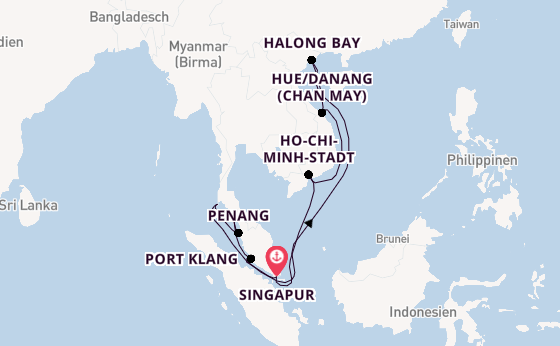 Südostasien ab Singapur, Singapur auf der Diamond Princess