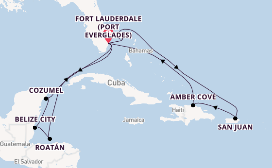 Caribbean from Fort Lauderdale (Port Everglades), Florida, USA with the Sun Princess