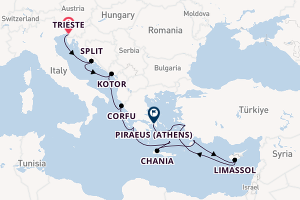 Eastern Mediterranean from Trieste, Italy with the Enchanted Princess