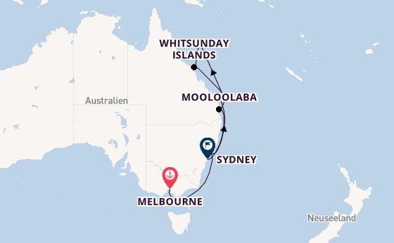 Australien ab Melbourne, Australien auf der Silver Moon