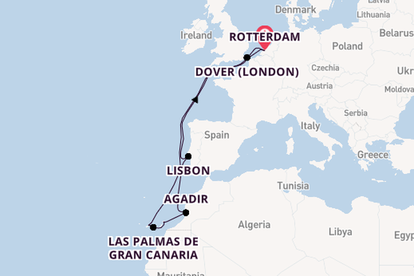 Canary Islands from Rotterdam, Netherlands with the Nieuw Statendam