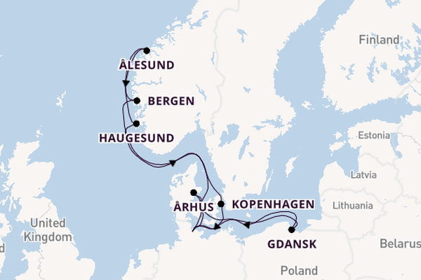 Noorwegen vanaf Kiel, Duitsland met de Mein Schiff Flow