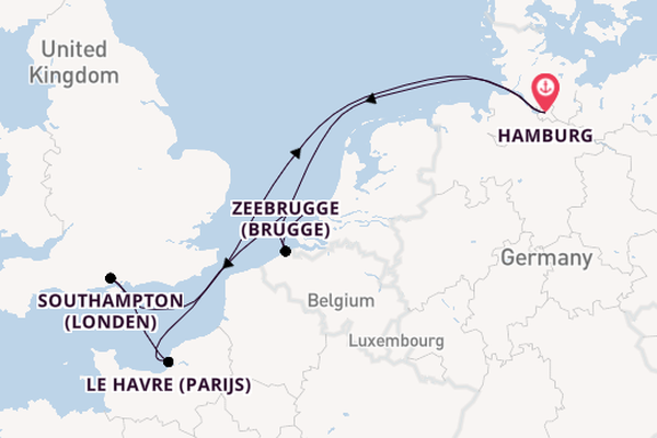 Engeland vanaf Hamburg, Duitsland met de MSC Poesia