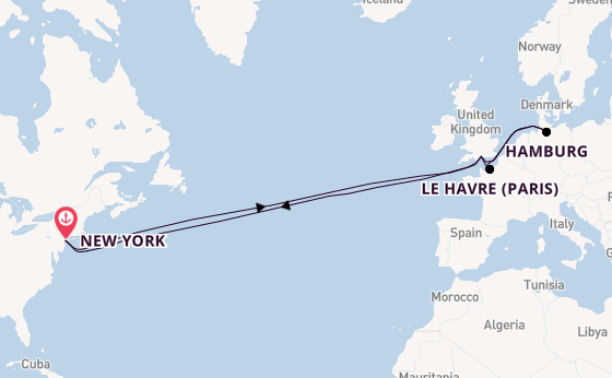 Transatlantic from New York, USA with the Queen Mary 2