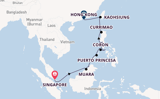 South East Asia from Singapore, Singapore with the Riviera