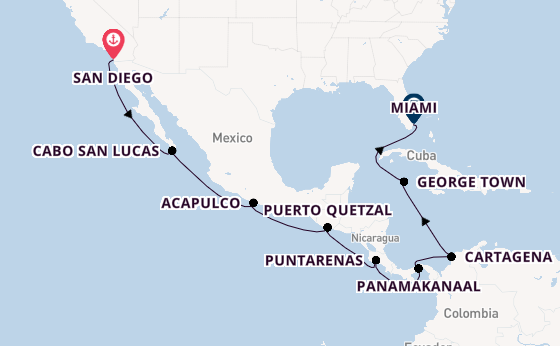 Midden-Amerika vanaf San Diego, Verenigde Staten met de Norwegian Star