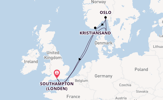 Engeland vanaf Southampton (Londen), Engeland met de Queen Anne