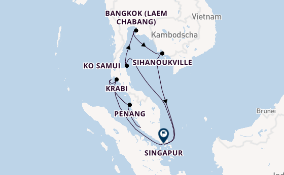 Südostasien ab Port Kelang, Malaysia auf der Explora III