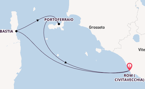 Westliches Mittelmeer ab Civitavecchia (Rom), Italien auf der Star Clipper
