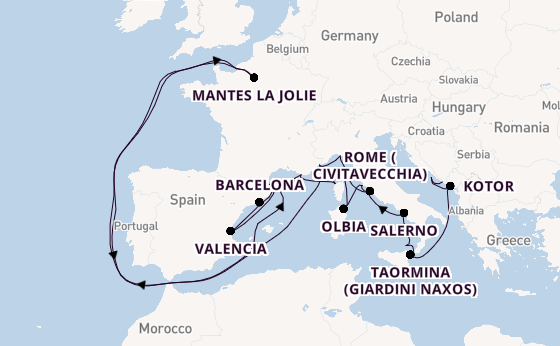 Western Mediterranean from Dubrovnik, Croatia with the Seabourn Ovation 