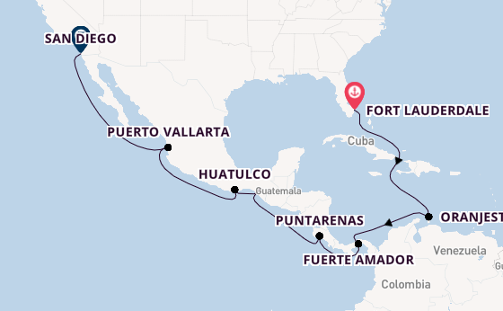 Midden-Amerika vanaf Fort Lauderdale, Verenigde Staten met de Island Princess
