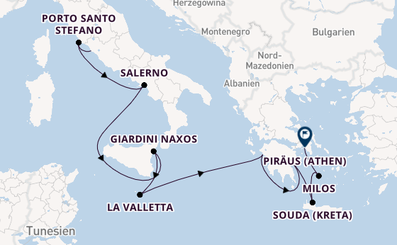 Mittelmeer ab Civitavecchia (Rom), Italien auf der Silver Dawn