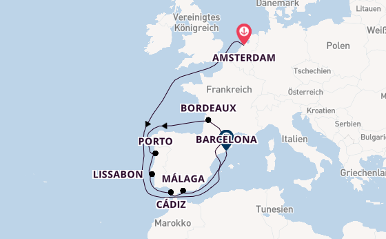 Westliches Mittelmeer ab Amsterdam, Niederlande auf der Seven Seas Mariner