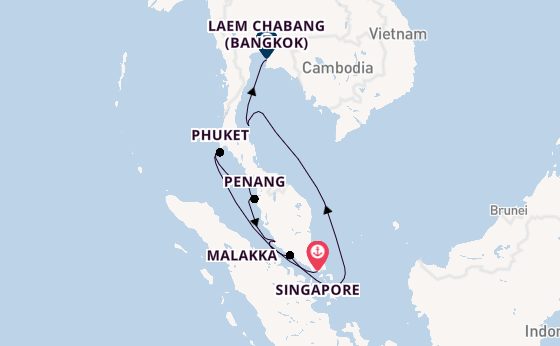 Zuidoost-Azië vanaf Singapore, Singapore met de Silver Muse
