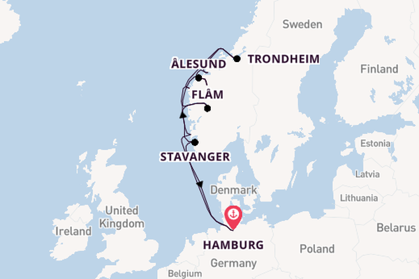 Noorwegen vanaf Hamburg, Duitsland met AIDAprima