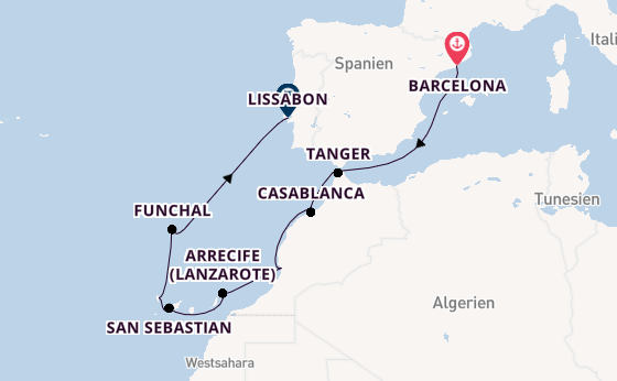 Kanarische Inseln ab Barcelona, Spanien auf der EXPLORA II