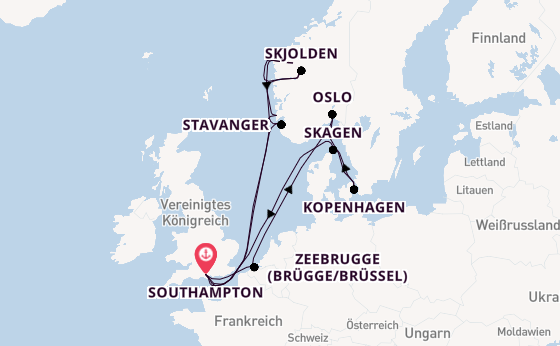 Norwegen ab Southampton, Großbritannien auf der Sky Princess