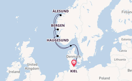 Noorwegen vanaf Kiel, Duitsland met AIDAnova