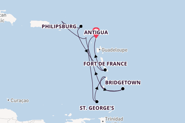 Southern Caribbean from Antigua, Antigua and Barbuda with the Iona