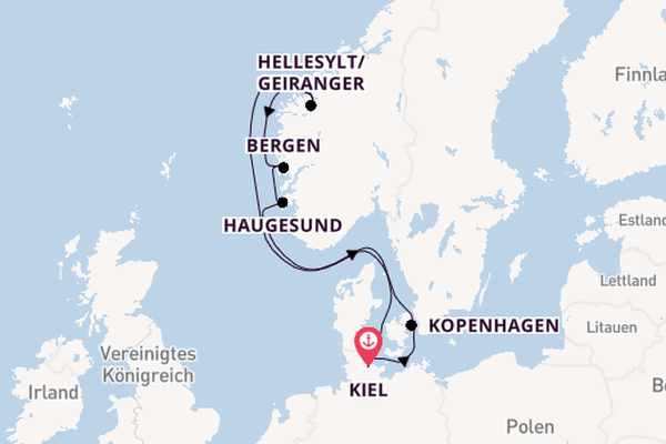 Norwegen ab Kiel, Deutschland auf der Costa Diadema