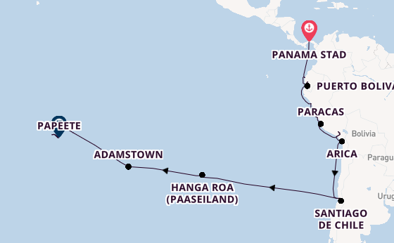 Zuid-Amerika vanaf Panama Stad, Panama met de VASCO DA GAMA
