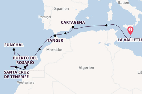 Kanarische Inseln ab La Valletta, Malta auf der Azura